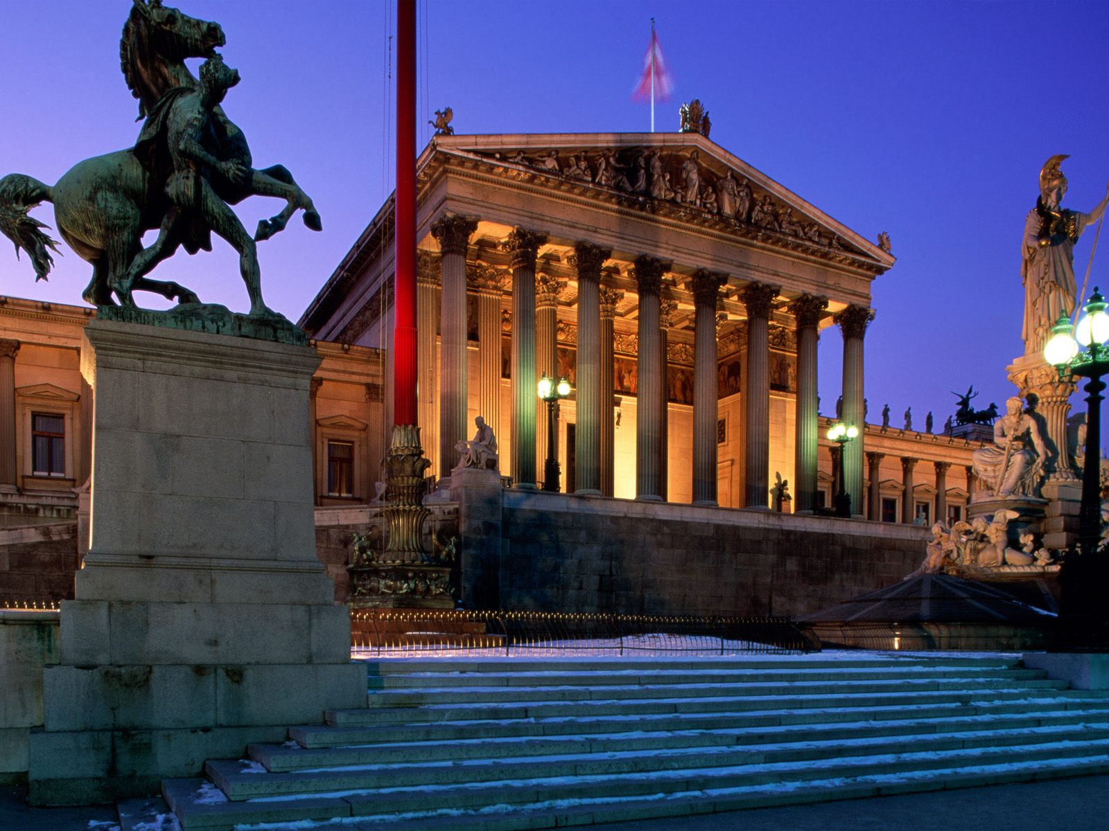 Vienna Wallpaper - Austrian Parliament Building At Night - HD Wallpaper 