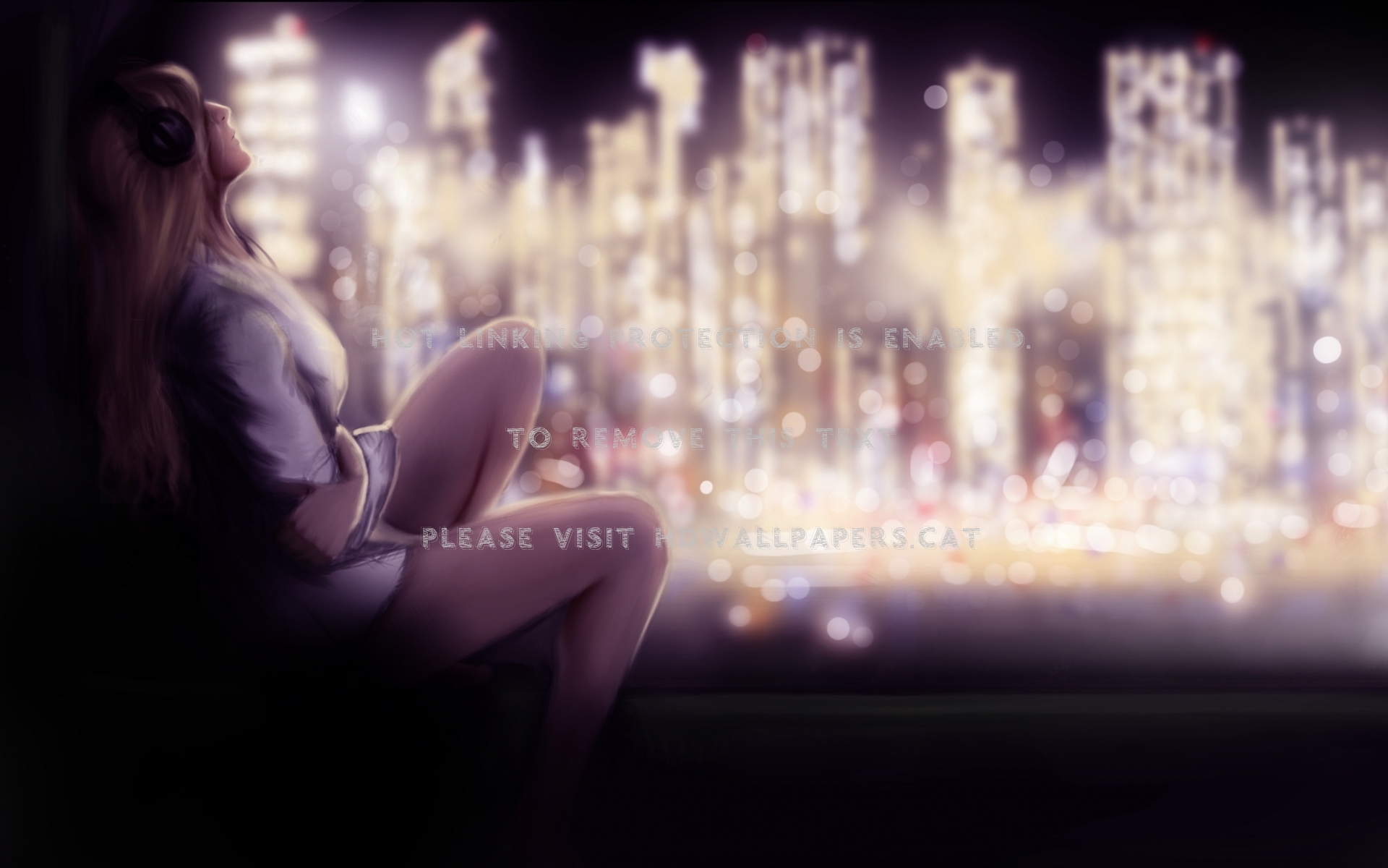 Crying Girl Sad City Anime Night Lights - Sadness Alone Girl Wallpaper Anime - HD Wallpaper 