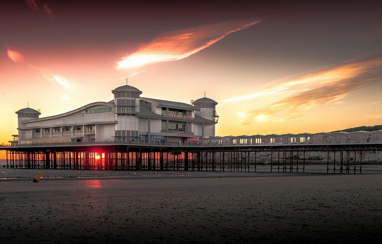 Photo Wallpaper England, Clarence Park, Solstice Pier - Sunset - HD Wallpaper 
