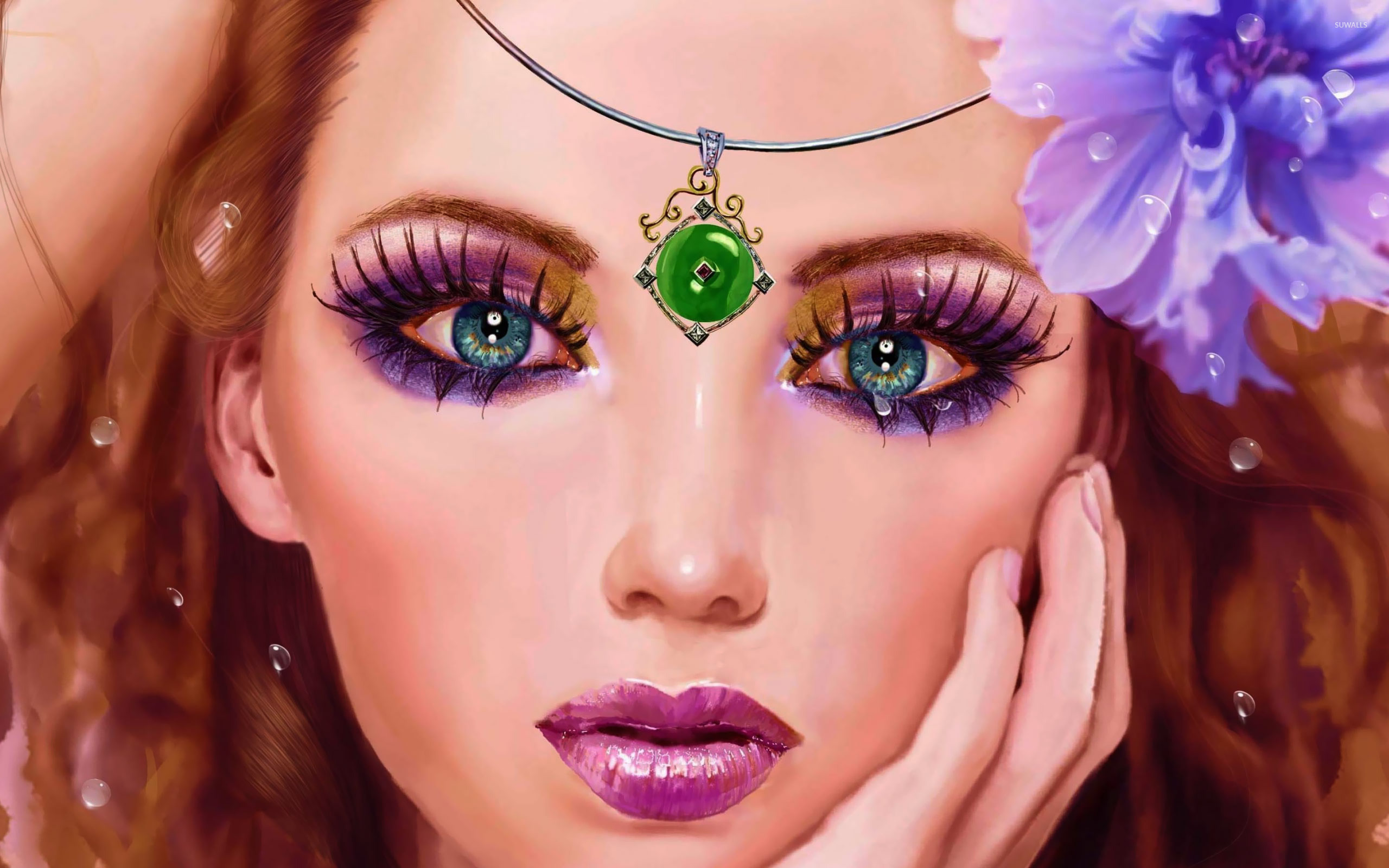 Лицо Девушки И Цветы - HD Wallpaper 