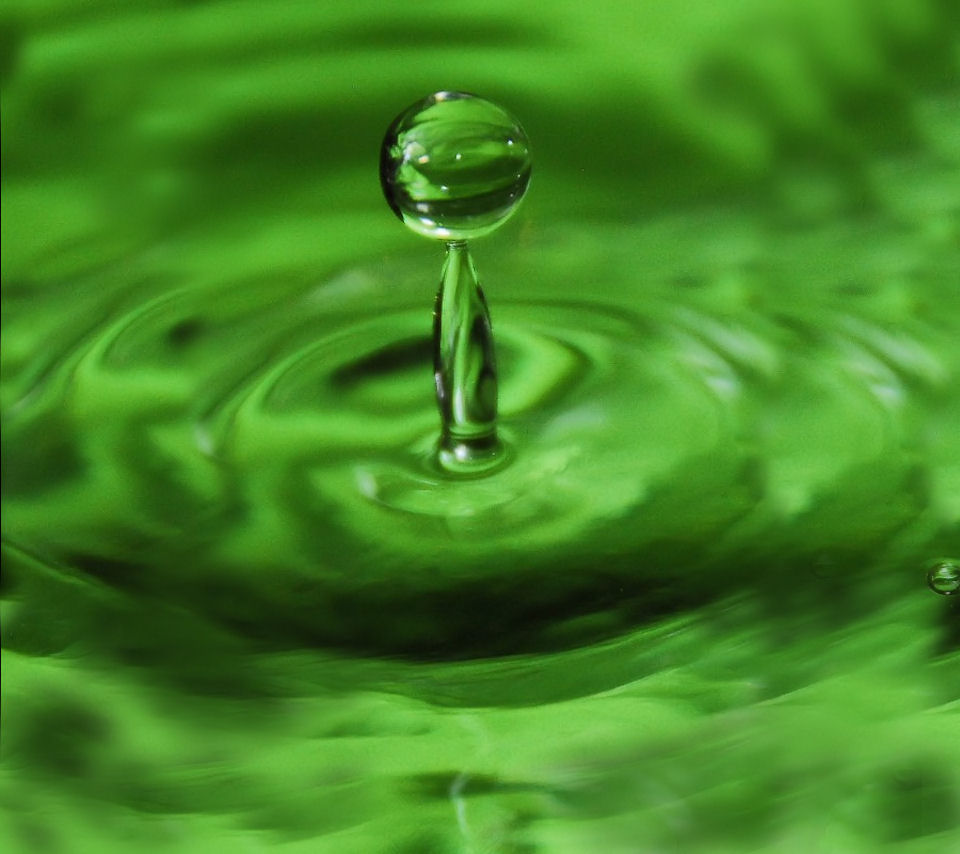 Green Water Drop With Ripples 
				class Photo Lazy - Green Water Drop Nature - HD Wallpaper 