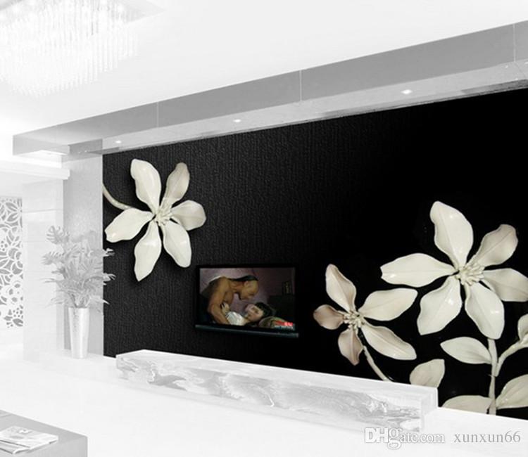 Black & White Flowers Mural - HD Wallpaper 