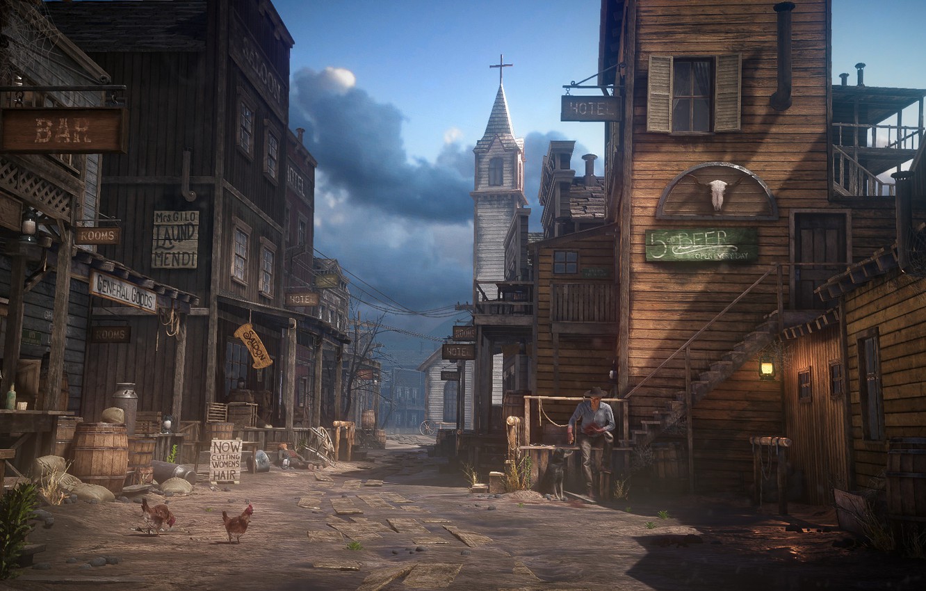 Photo Wallpaper The City, Street, Man, Wild West, Challenge - Wild West City Concept - HD Wallpaper 