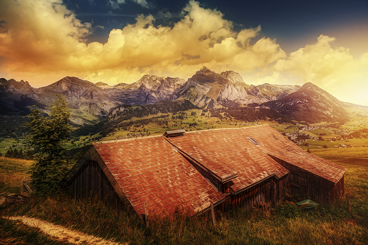Mountain Houses - HD Wallpaper 