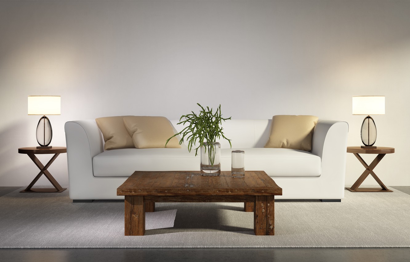 Photo Wallpaper Table, Sofa, Interior, Modern, Interior, - Living Room - HD Wallpaper 