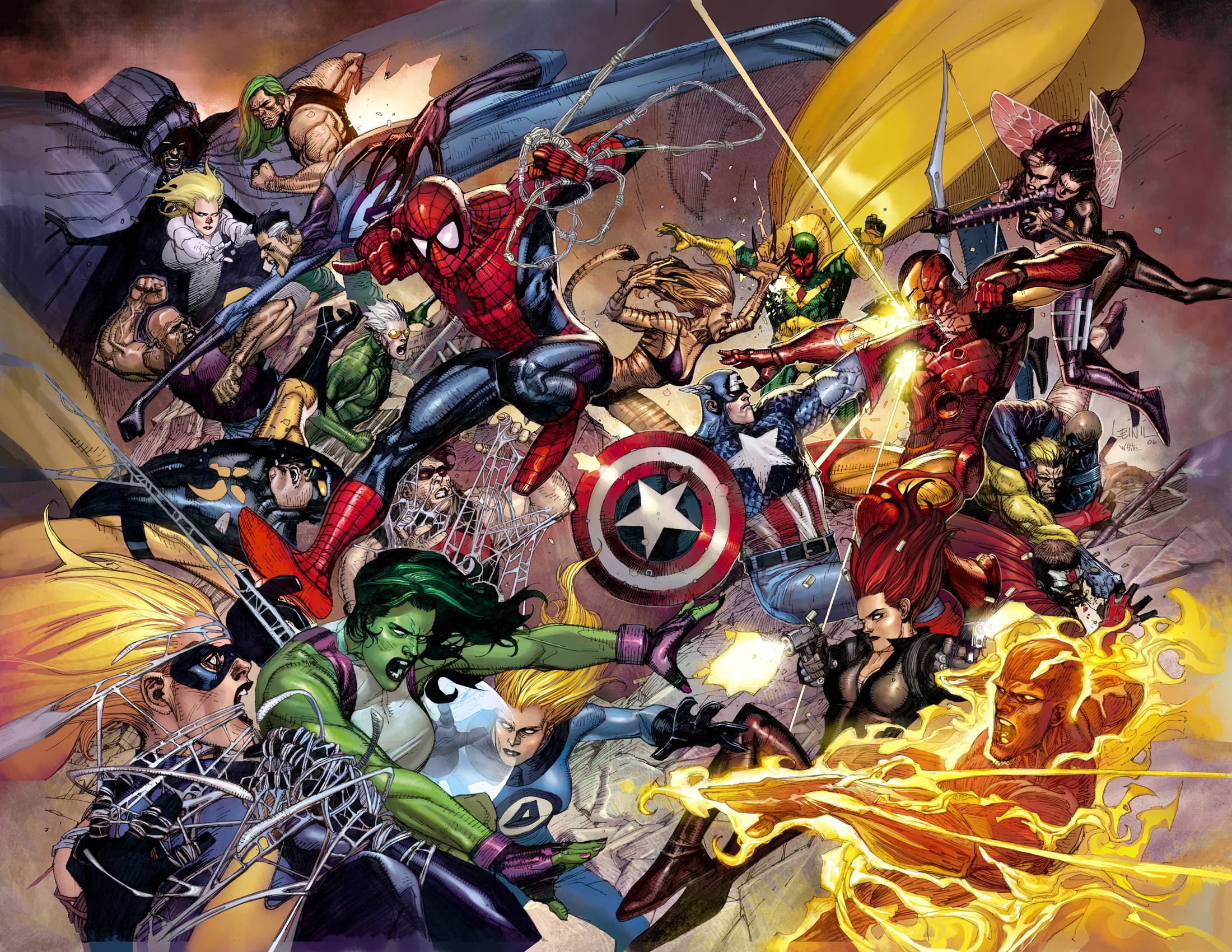 Civil War Il High Quality Background On Wallpapers - Civil War Comic Battle - HD Wallpaper 