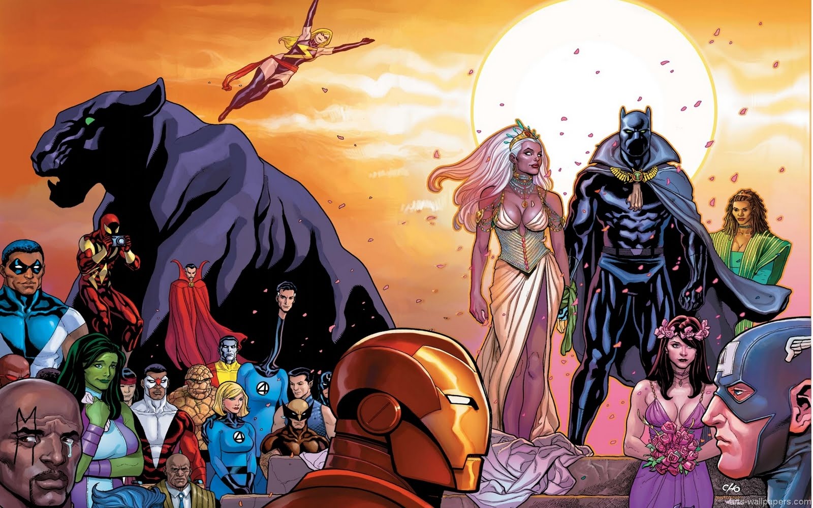 Marvel Comics Wallpaper Desktop Wallpapers - Black Panther Wedding - HD Wallpaper 