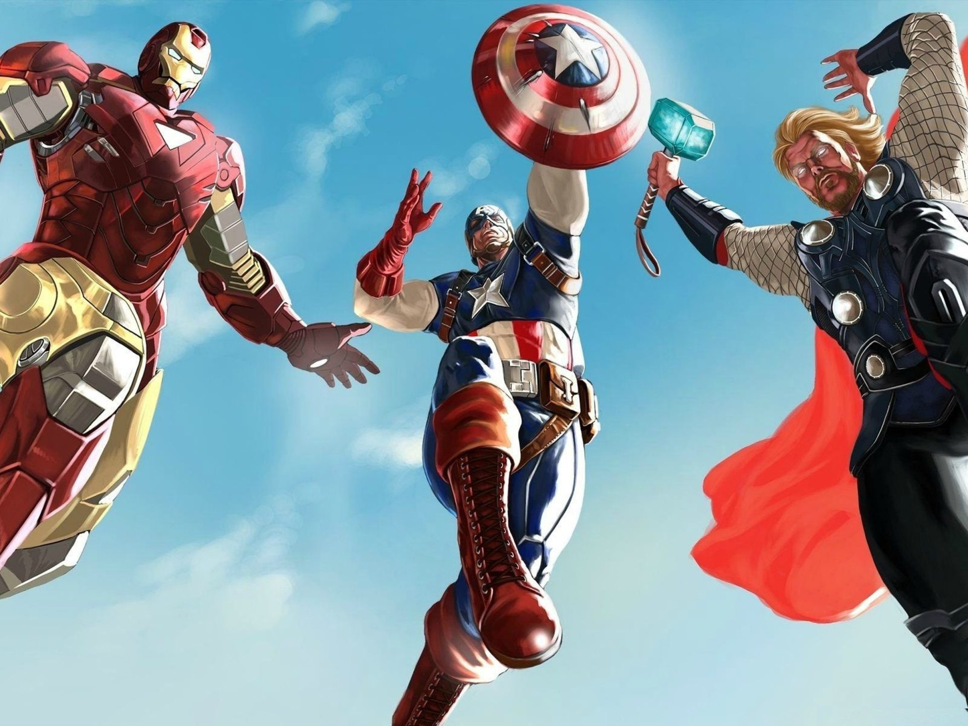Iron Man Captain America And Thor - HD Wallpaper 