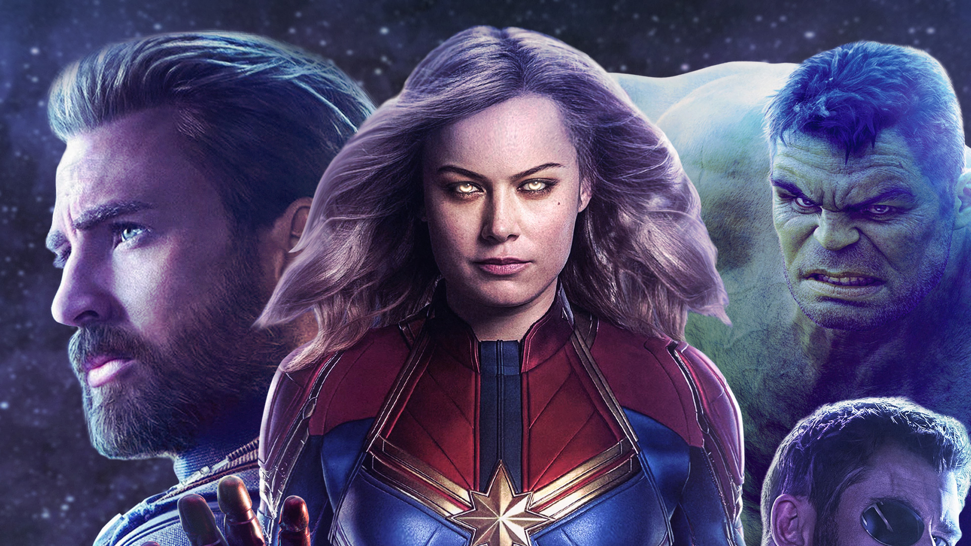 Captain Marvel Movie 2019 Hulk Captain America 4k Wallpaper - Captain Marvel Avengers Endgame - HD Wallpaper 