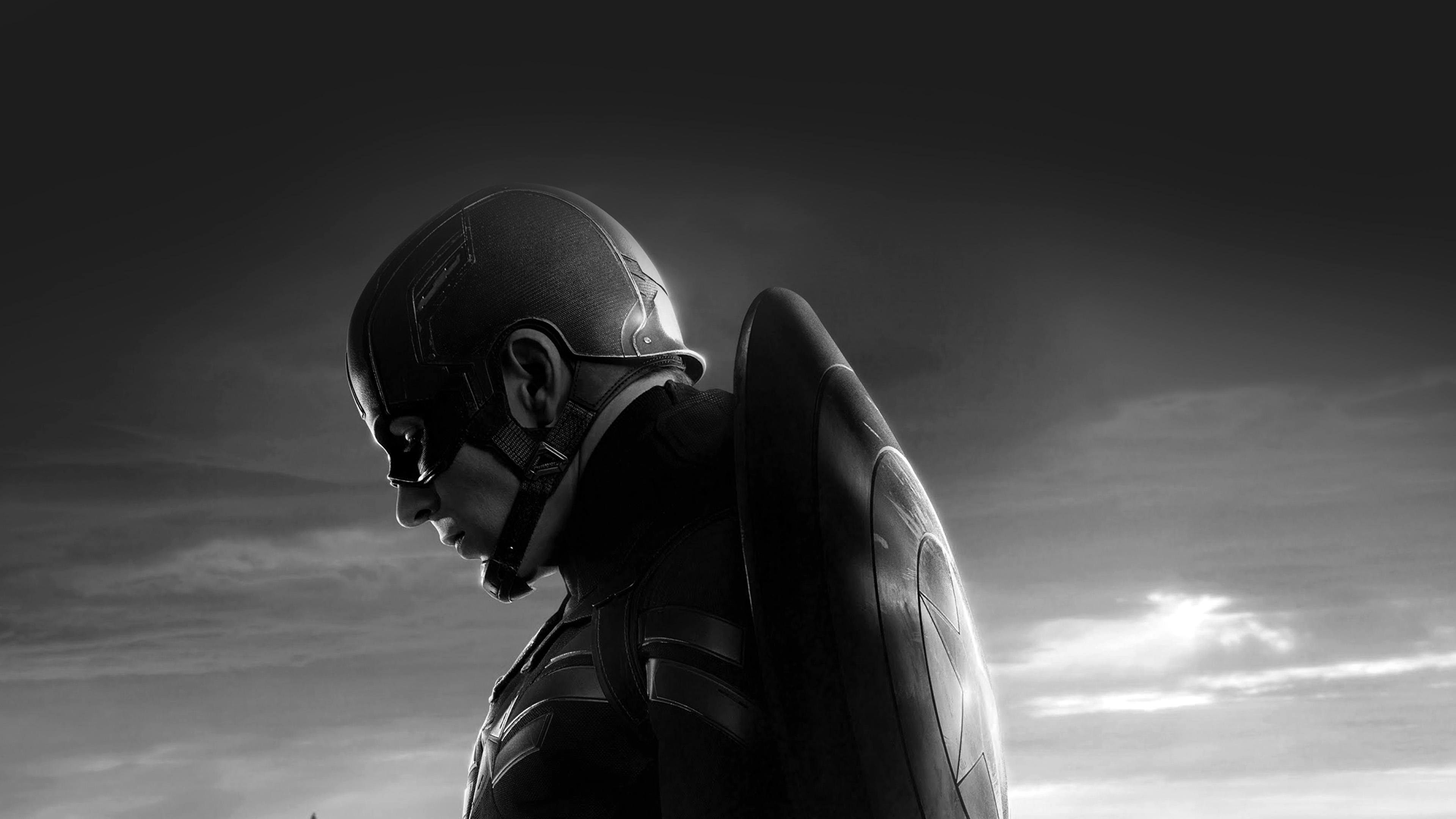 Captain American Black And White - HD Wallpaper 