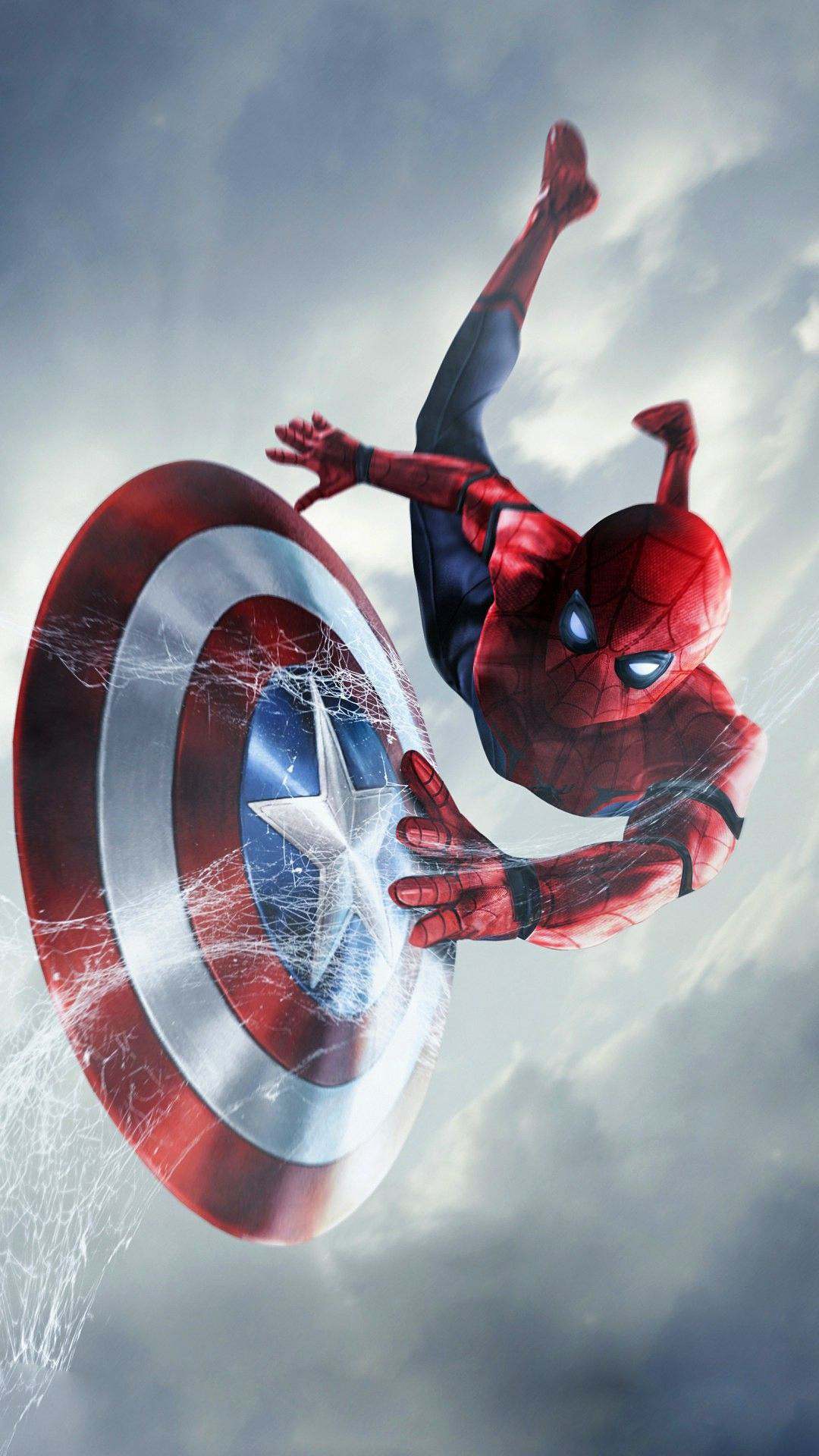 Spiderman Captain America Shield 1080x1920 Wallpaper Teahub Io