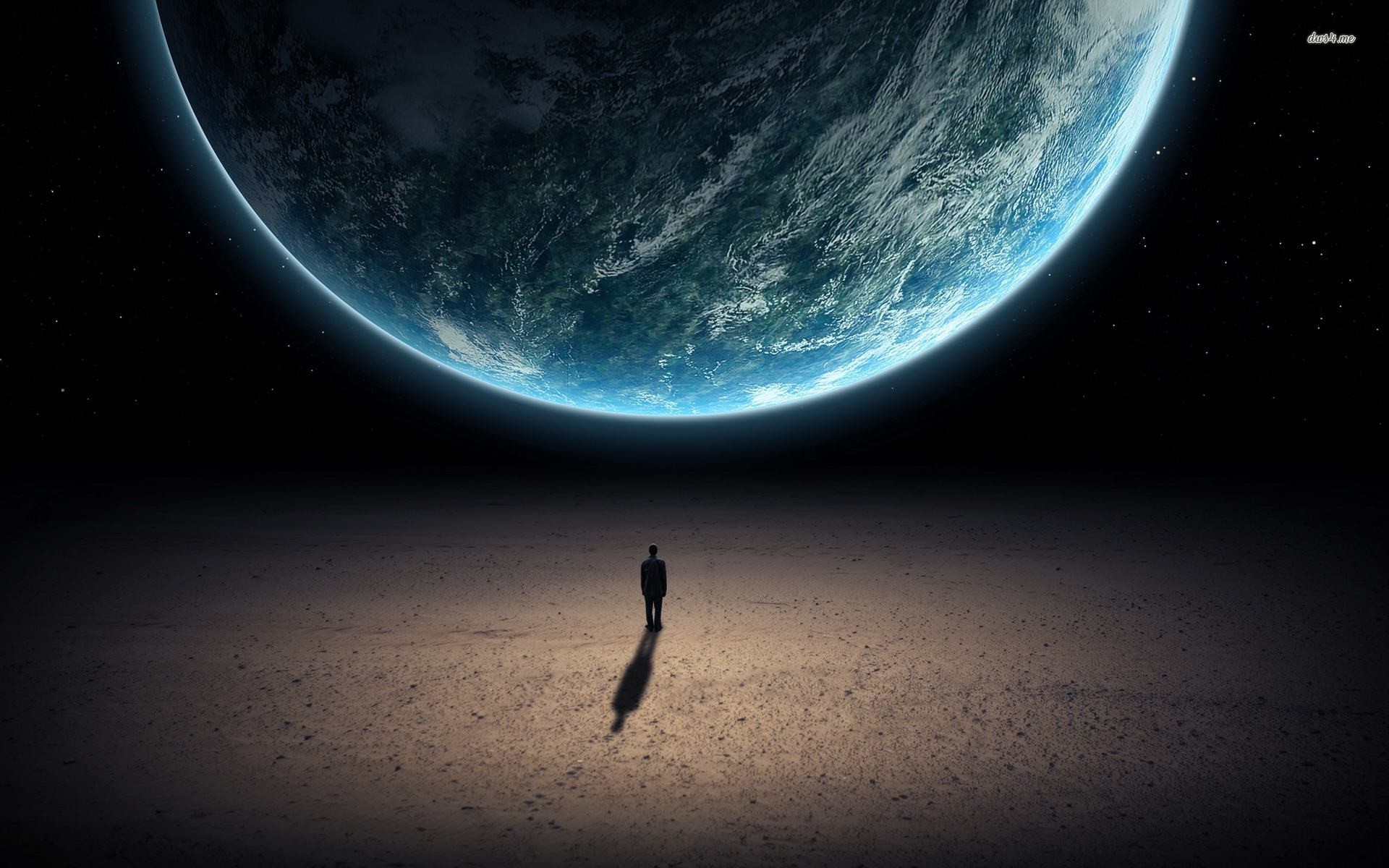Man On Moon Looking At Earth - HD Wallpaper 