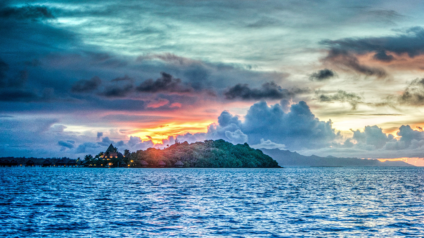 Ocean Bora Bora Sunset - HD Wallpaper 