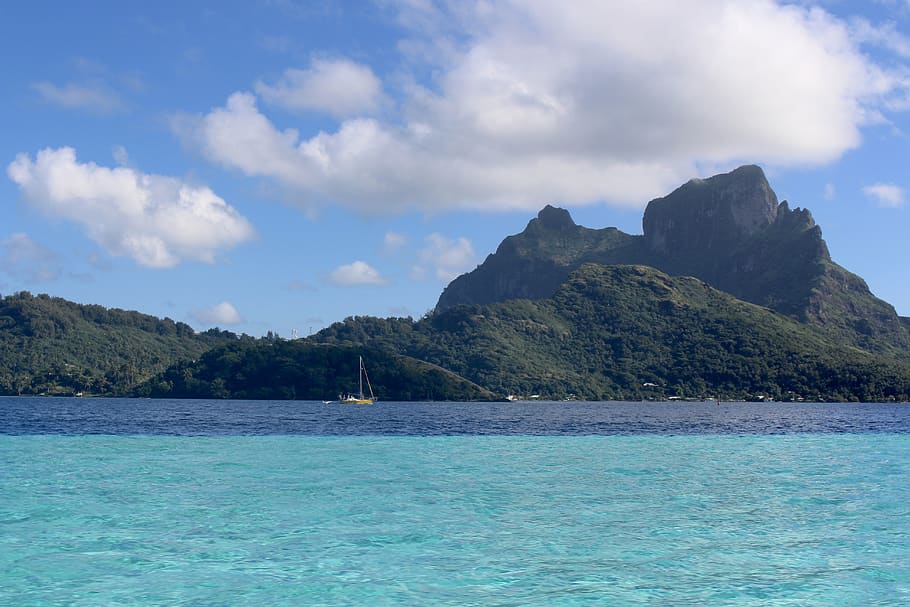 Bora Bora, French Polynesia, Mountains, Ocean, Water, - Bora Bora - HD Wallpaper 