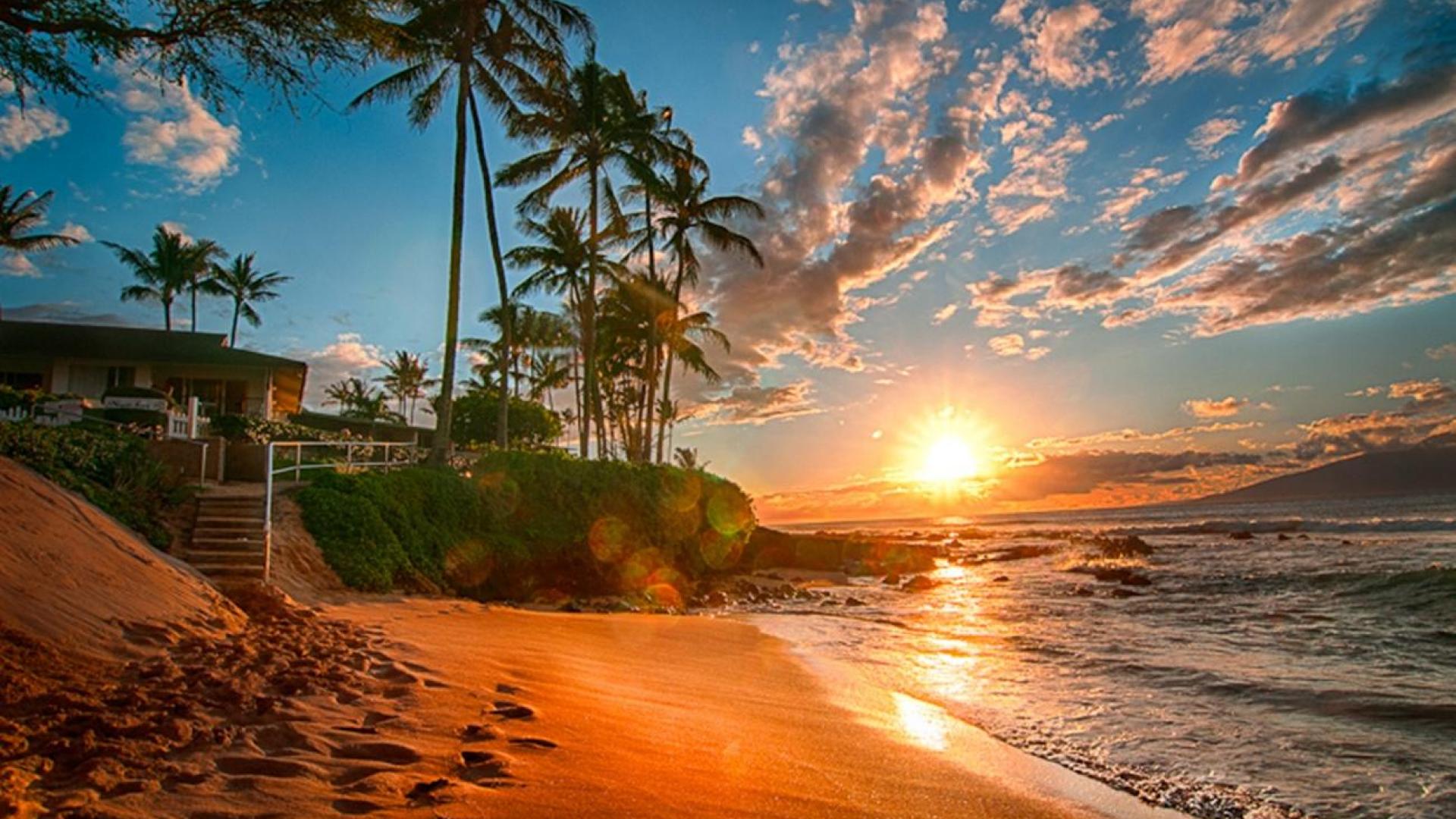 Hawaii Beach Sunset - Beach Sunset Wallpaper Hd - HD Wallpaper 