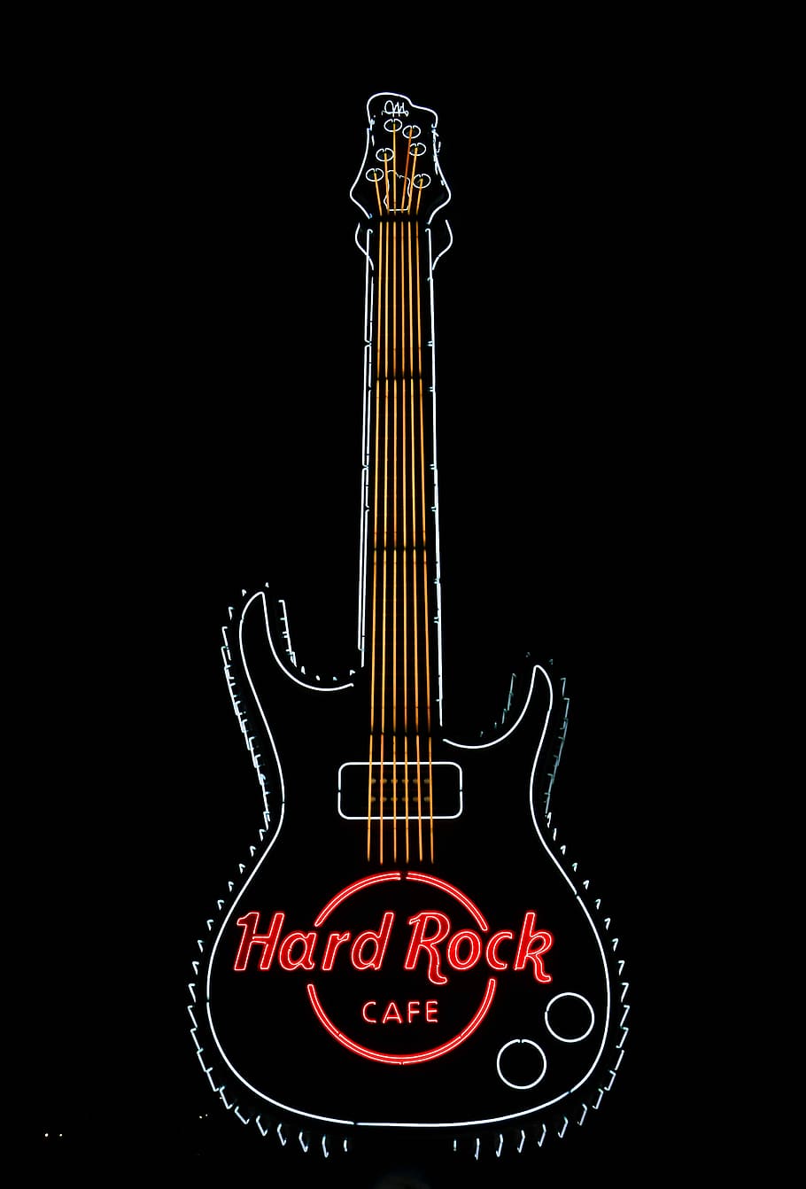 Black And Red Electric Guitar Hard Rock Cafe Signage, - Hard Rock Cafe Wallpaper Hd - HD Wallpaper 