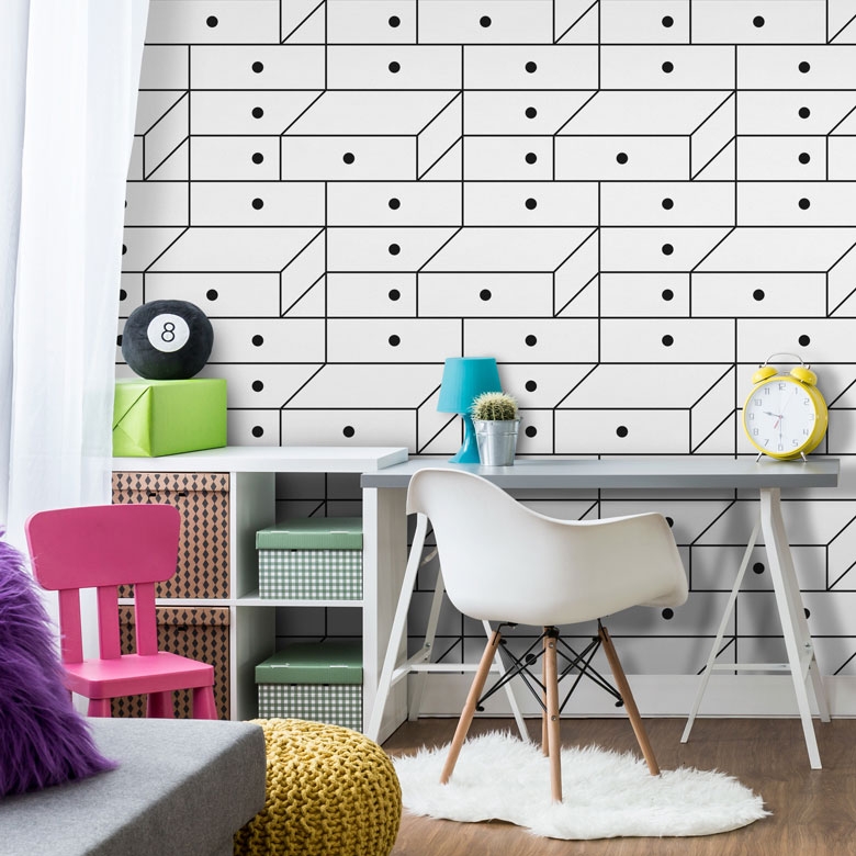 Geometric Mountain Mural - HD Wallpaper 