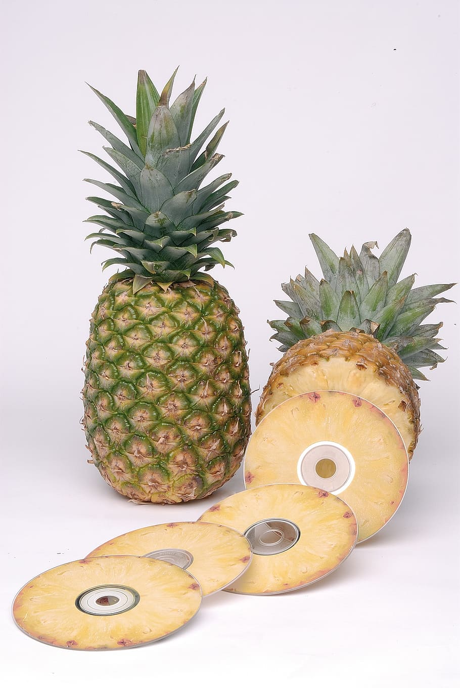 Two Pineapple Fruits On White Surface, Still Life, - Still Life Pineapple Photography - HD Wallpaper 