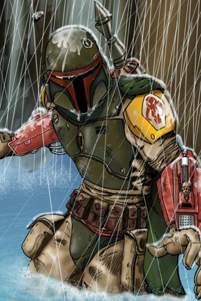 Boba Fett In The Rain - HD Wallpaper 