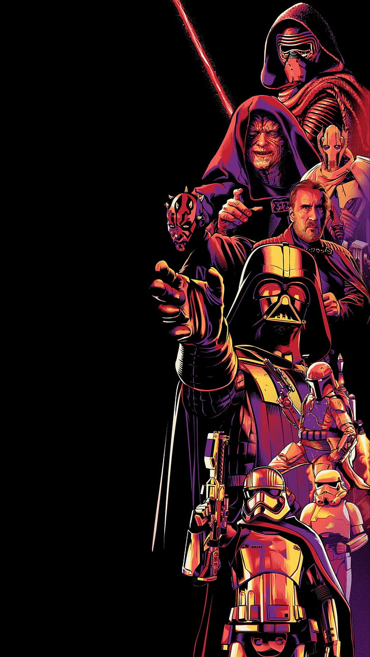 Amoled, Dark, Star Wars, Vertical, Hd Wallpaper - Star Wars Art Wallpaper Iphone - HD Wallpaper 