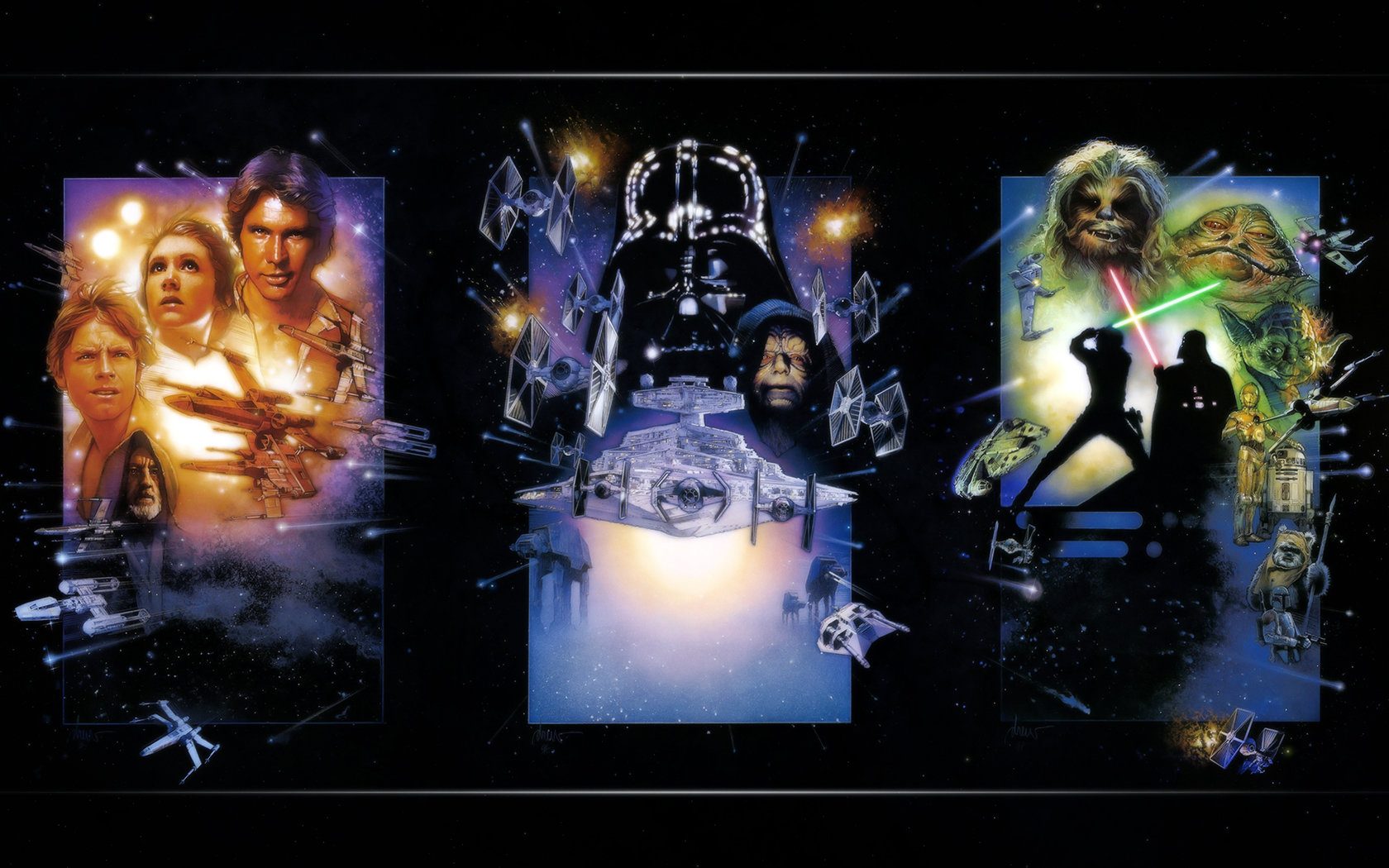 Best Star Wars Background Id Star Wars Original Trilogy Movie Poster 1680x1050 Wallpaper Teahub Io