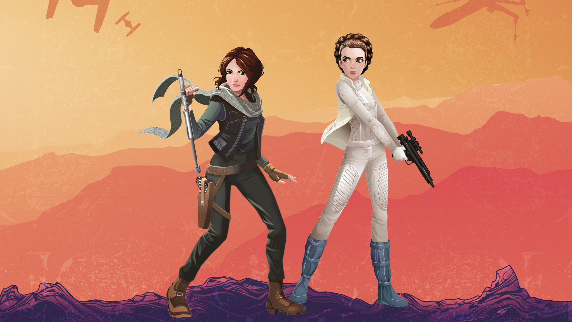Jyn Erso And Princess Leia Star Wars - Star Wars Forces Of Destiny - HD Wallpaper 
