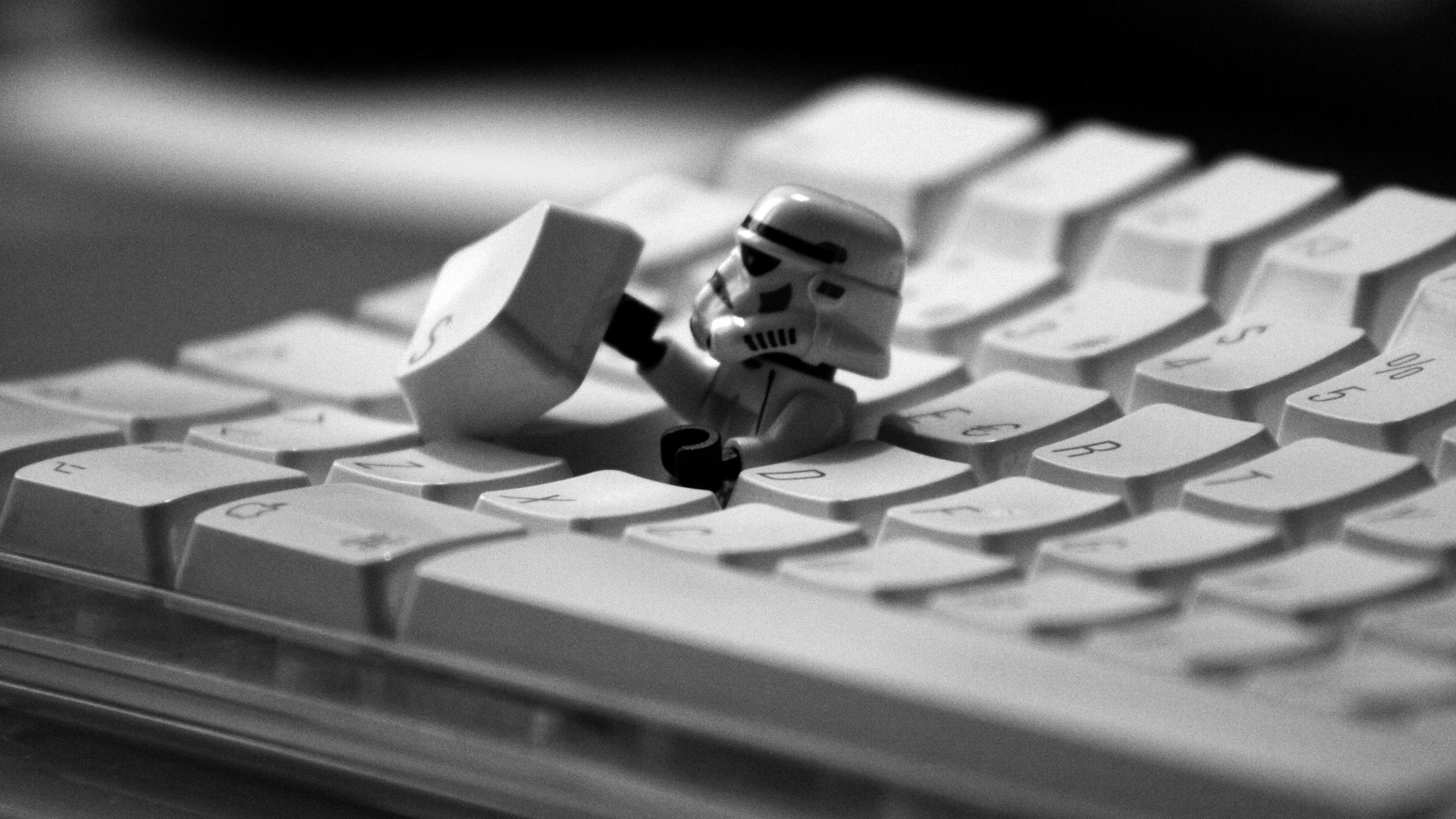 Wallpaper Keyboard, Robot, Bw, Clone, Lego - Stormtrooper Keyboard - HD Wallpaper 
