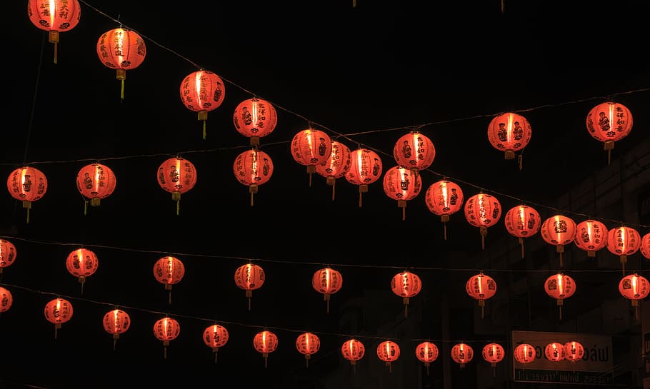 Low Angle Photo Of Lighted Chinese Lanterns, Chinese - Chinese New Year - HD Wallpaper 