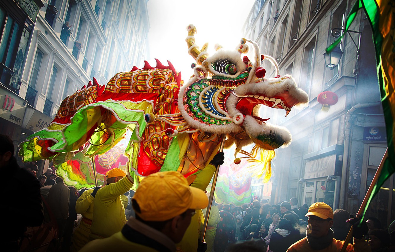 Photo Wallpaper People, Street, Dragon, China, Chinese - Best Chinese New Year - HD Wallpaper 