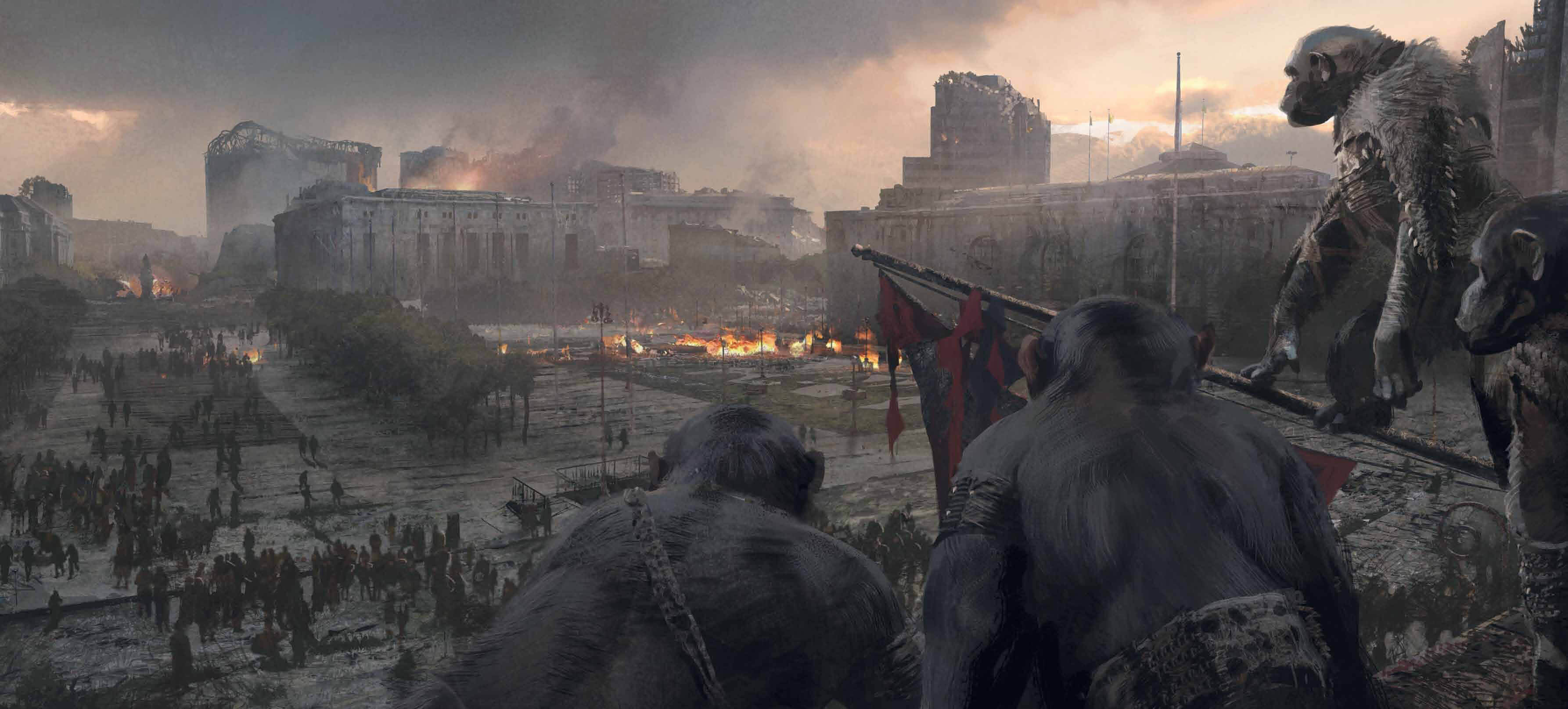 Apes Dawn Of The Planet Of The Apes - HD Wallpaper 