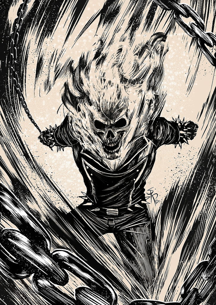 Johnny Blaze, Ghost Rider, Hd Wallpaper - Ghost Rider Comic Drawing - HD Wallpaper 