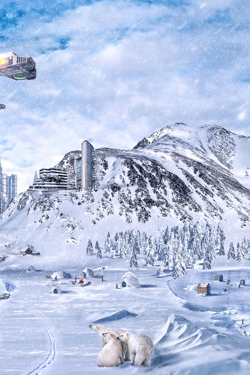 Wallpaper Planet, World, Winter, Snow, City, Science - Future City - HD Wallpaper 