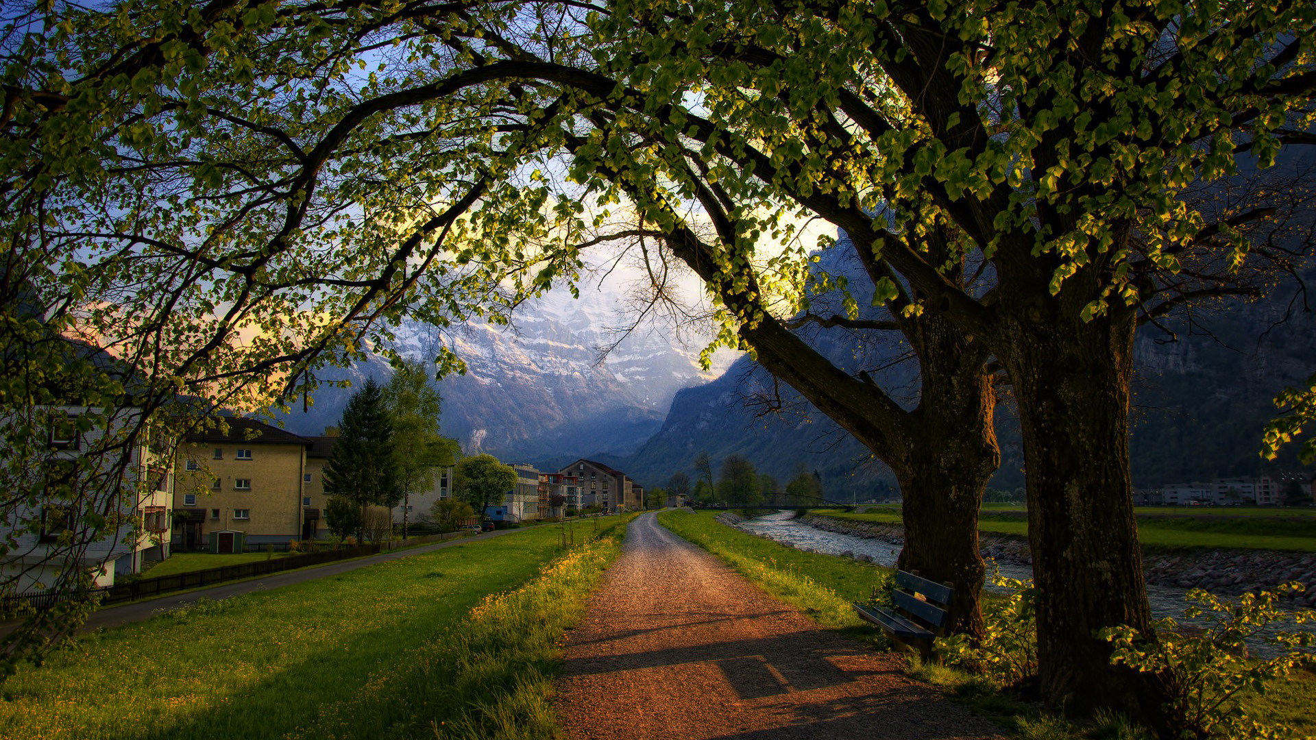 Quiet Dirt Road In The Alps Of Switzerland Hd Wallpaper - HD Wallpaper 