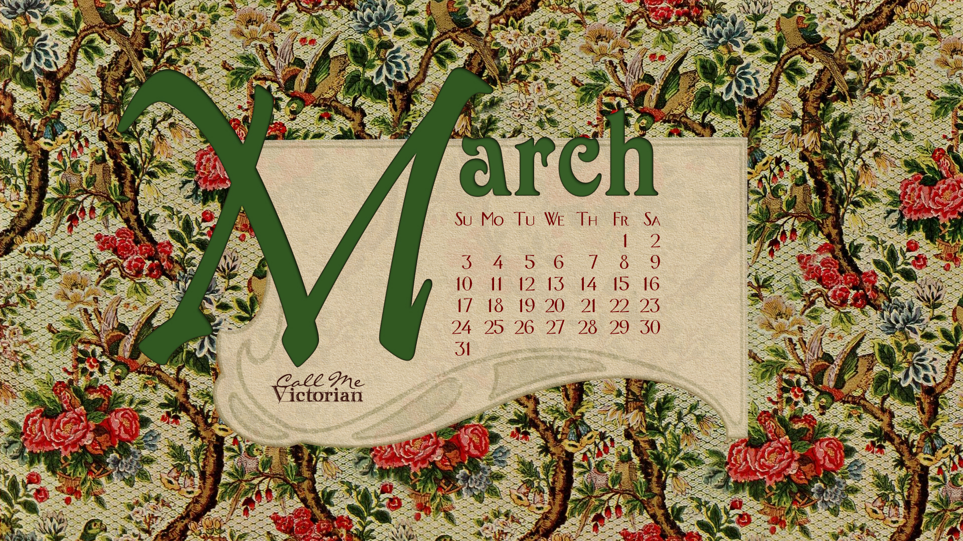 March 2013 Large - Victorian Calendar March - HD Wallpaper 