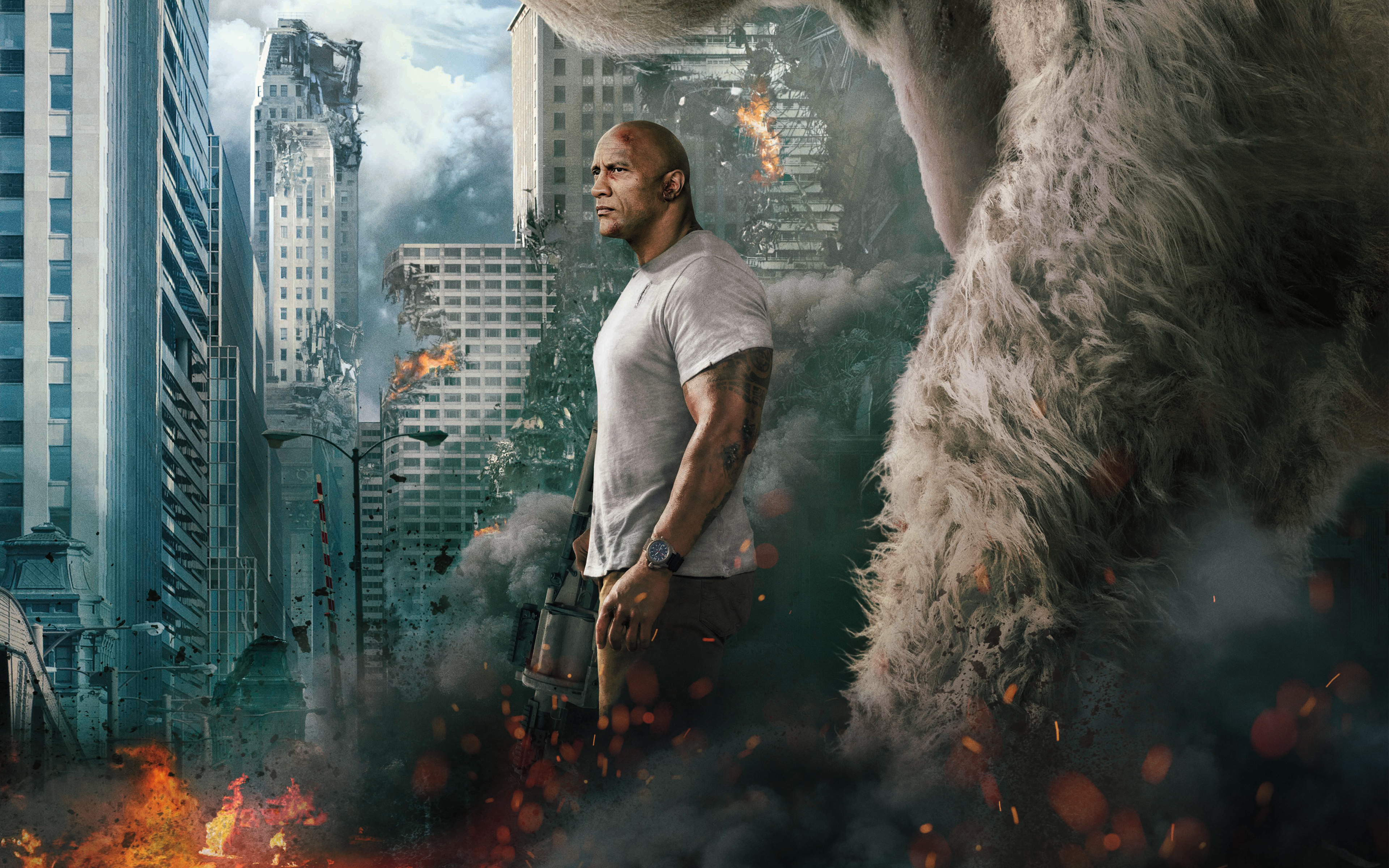 Dwayne Johnson In Rampage 2018 Wallpapers - Фильм Рэмпэйдж - HD Wallpaper 