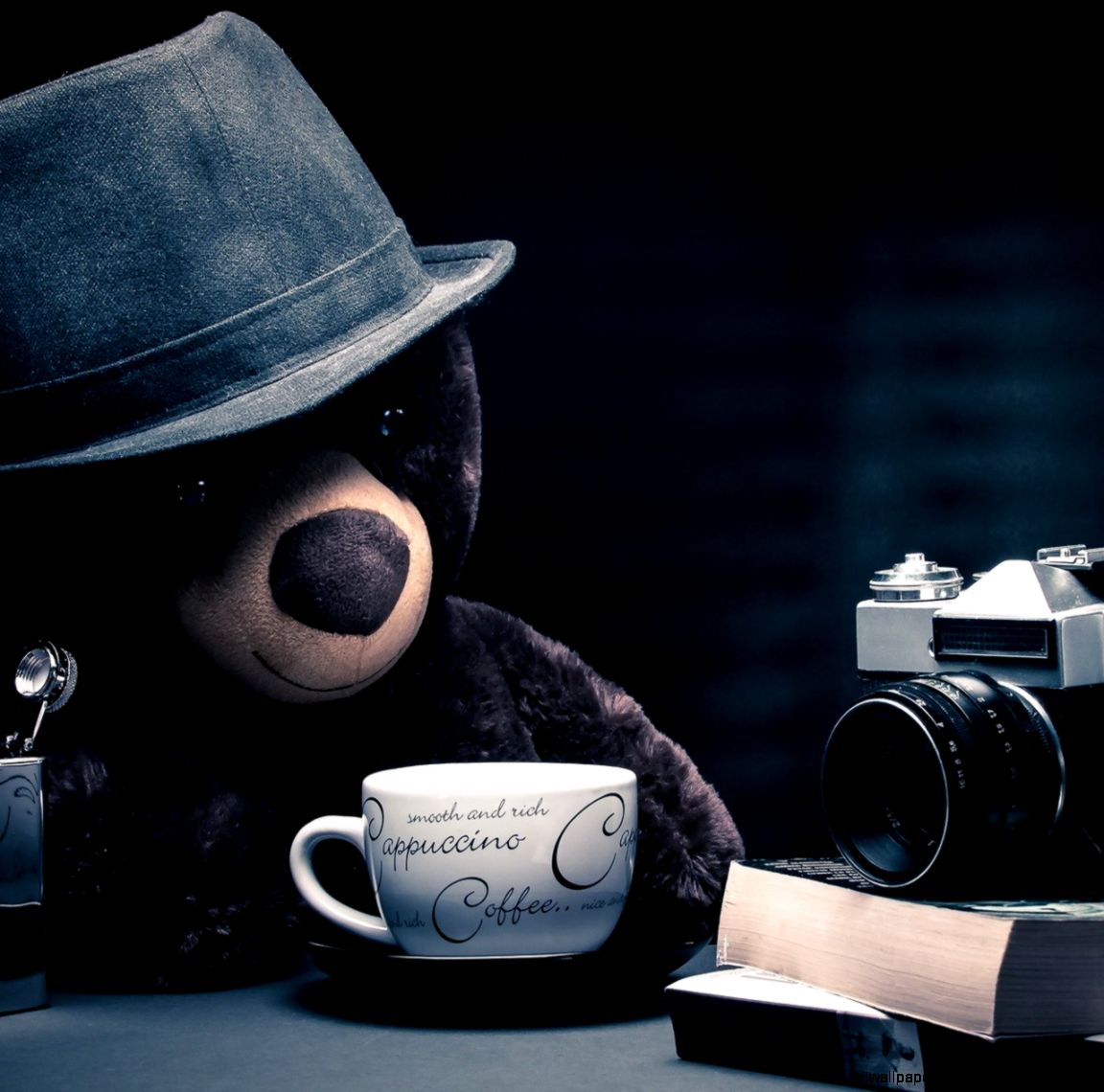 Cappuccino Coffee Camera Bear Toy Hd Wallpaper Wallpaper - Camera And Coffee Cover Facebook - HD Wallpaper 