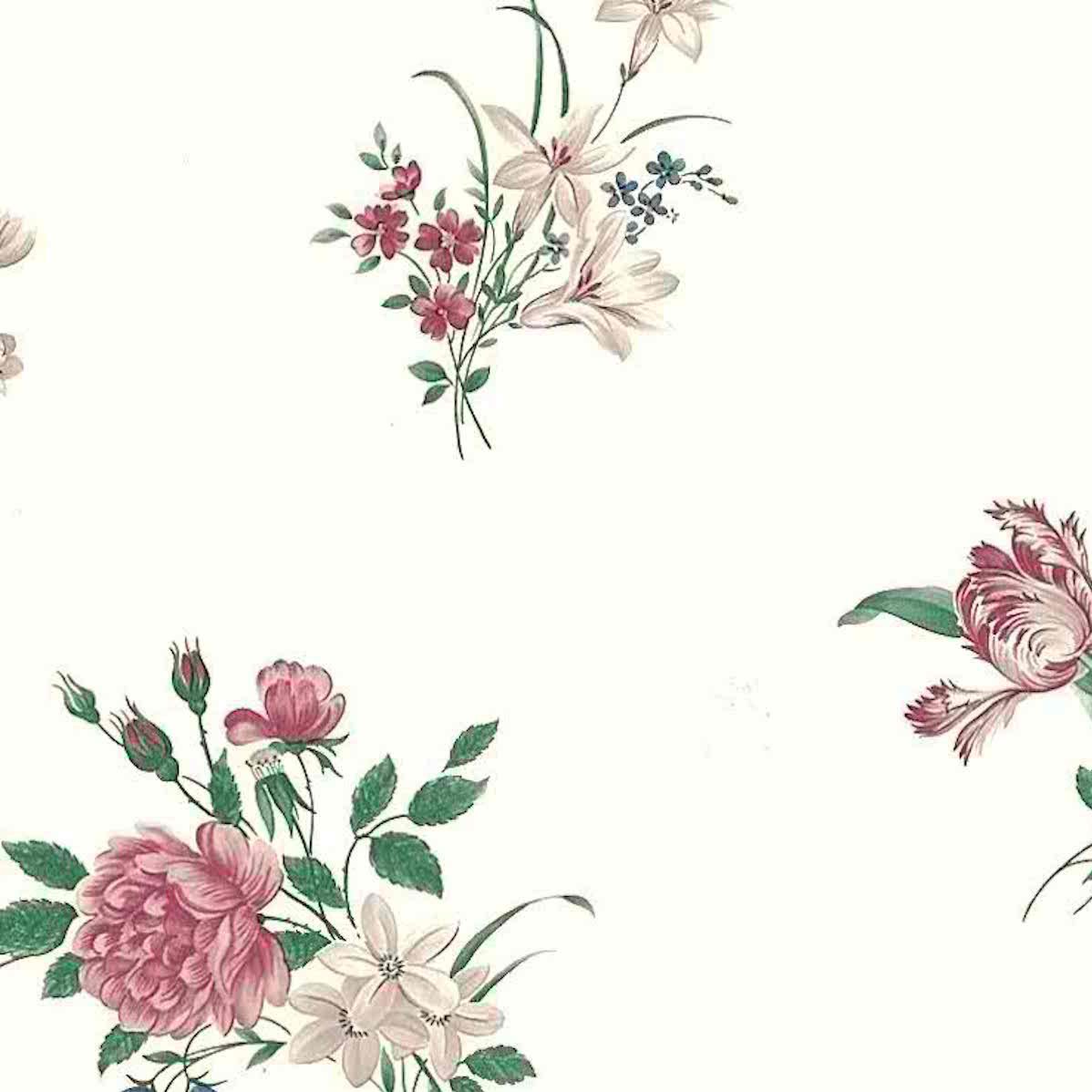Peonies Tulips Vintage Wallpaper, Pink, Rose, Blue, - HD Wallpaper 