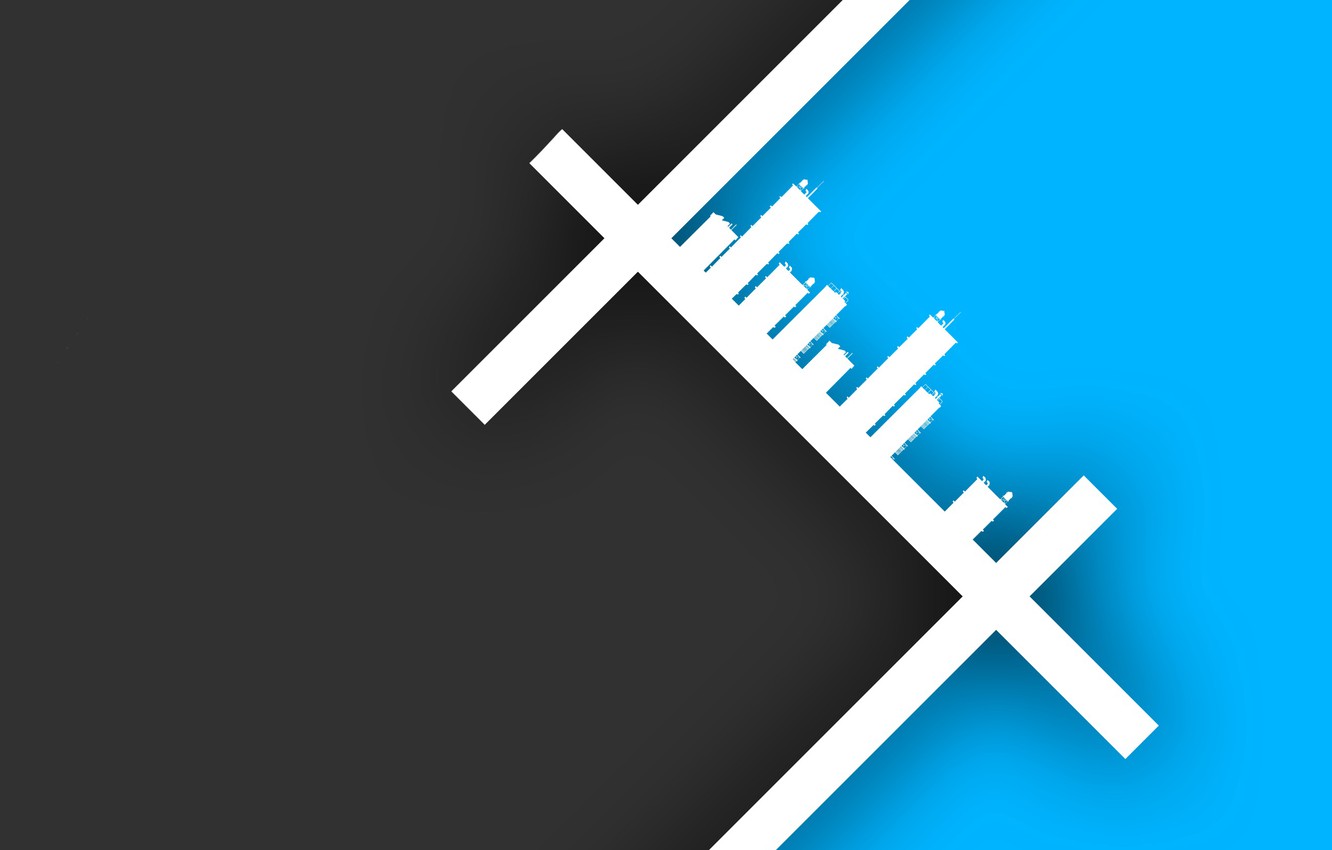 Photo Wallpaper The City, Abstraction, Contour - Cross - HD Wallpaper 