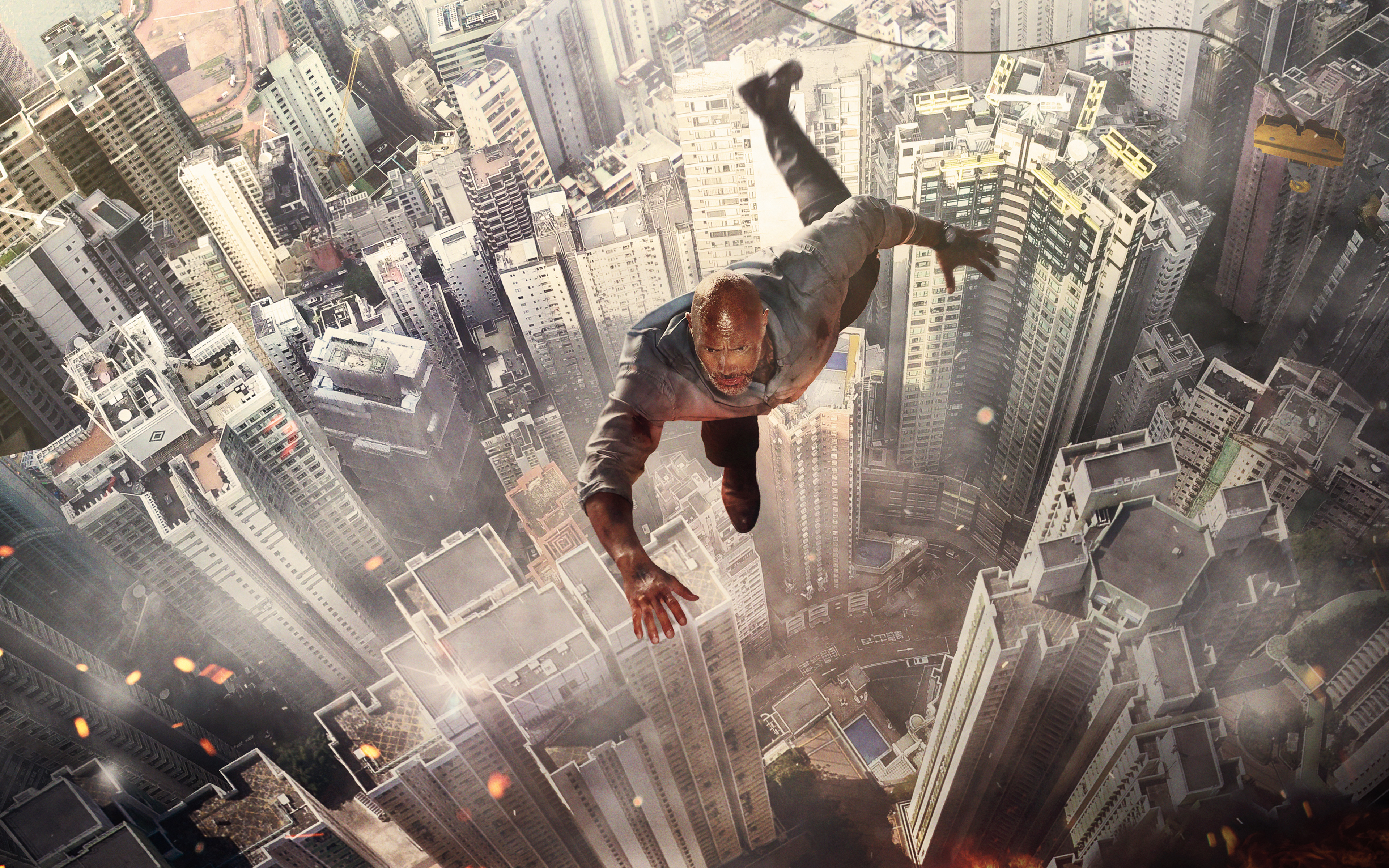 Dwayne Johnson In Skyscraper 4k - HD Wallpaper 