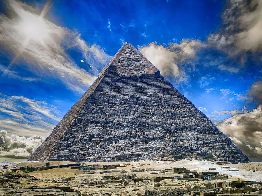 Pyramid, Egypt, Giza, Pharaoh, Monument, Ancient, Egyptian, - The Great Pyramid Of Giza - HD Wallpaper 