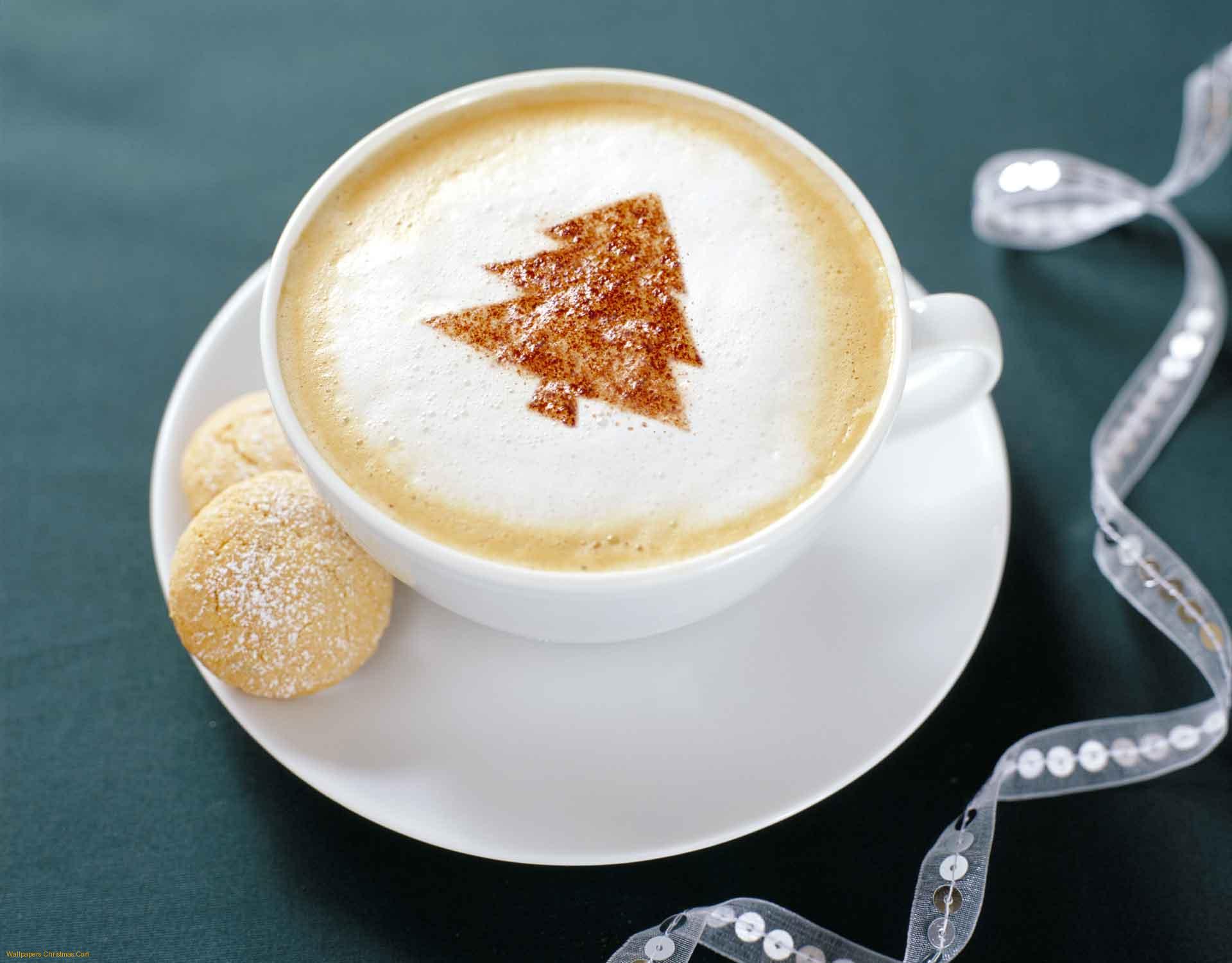 Coffee, Christmas, And Tree Image - Christmas Tree Coffee Foam - HD Wallpaper 