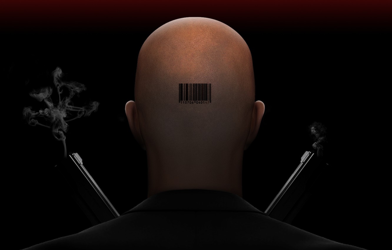 Photo Wallpaper Weapons, Guns, Head, Barcode, Bald, - Agent 47 Back Of Head - HD Wallpaper 