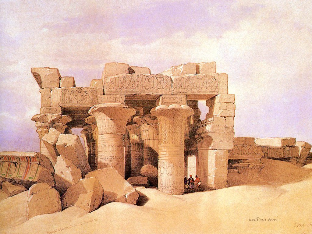 David Roberts Paintings Of The Ancient Egyptian Civilization - David Roberts Kom Ombo - HD Wallpaper 