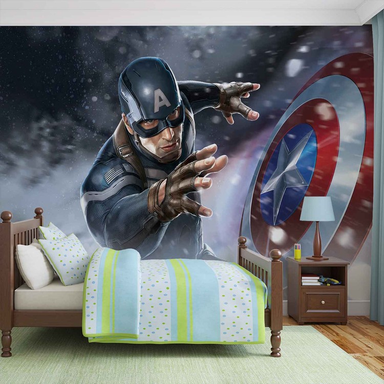 Captain America Wallpaper Mural - Captain America Tapete - HD Wallpaper 