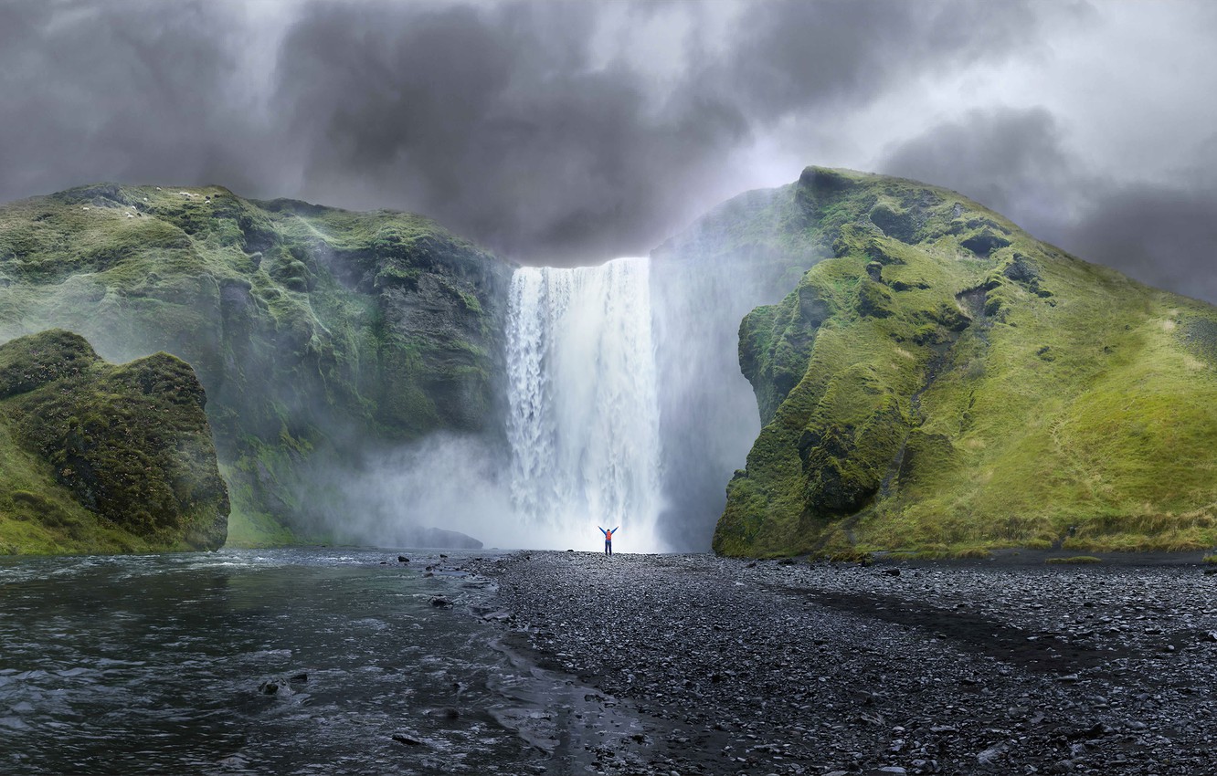 Photo Wallpaper Mountains, Apple, Mac, Yosemite - Imac 5k Wallpaper Waterfall - HD Wallpaper 