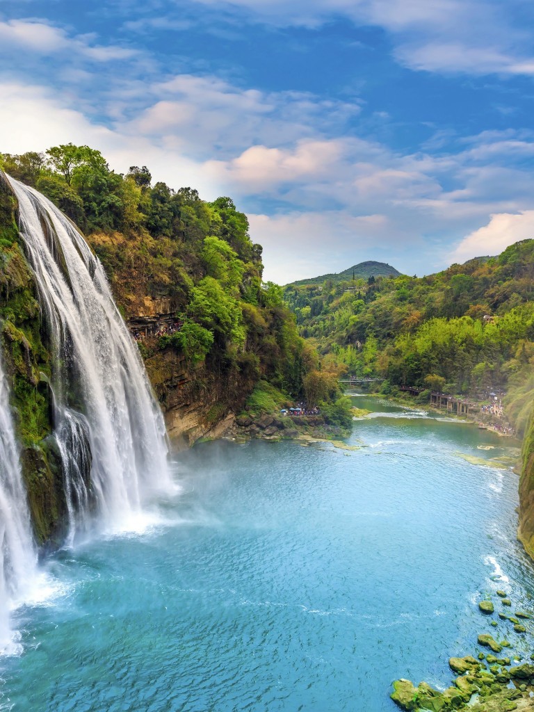 Yosemite National Park, Waterfall, Usa, Clouds - Waterfall In China - HD Wallpaper 