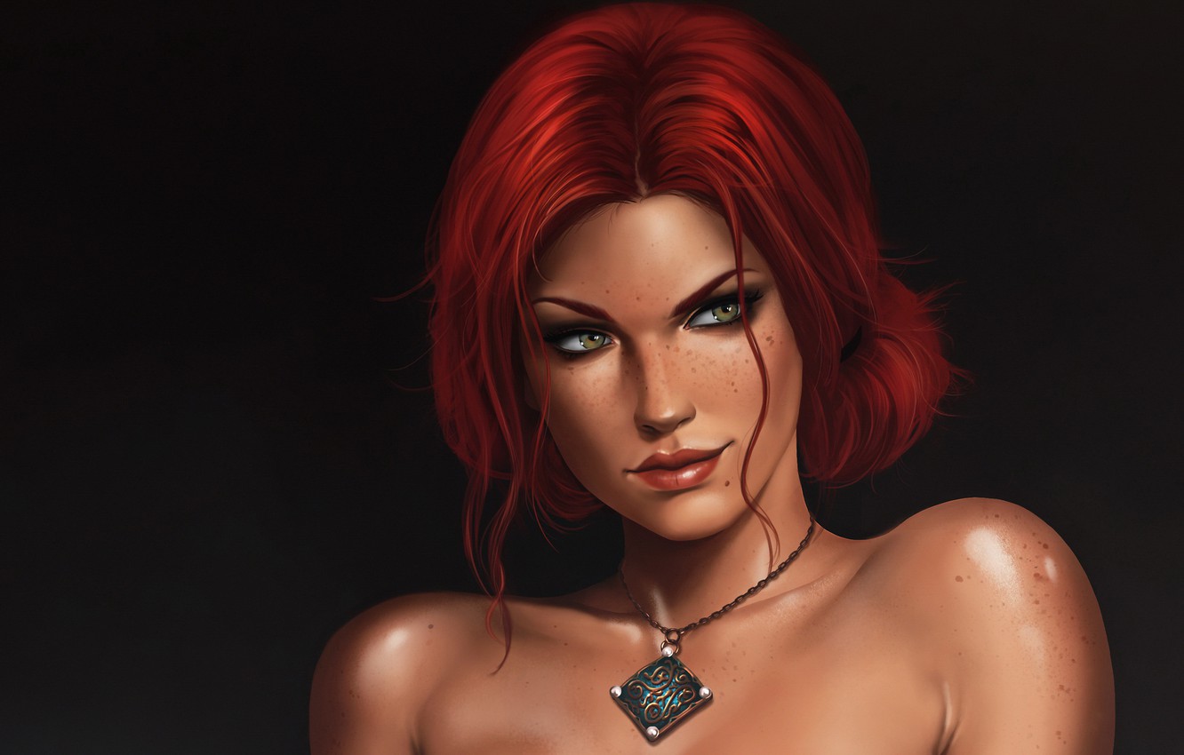 Photo Wallpaper Girl, Pendant, Red, Girl, The Enchantress, - Triss Merigold - HD Wallpaper 