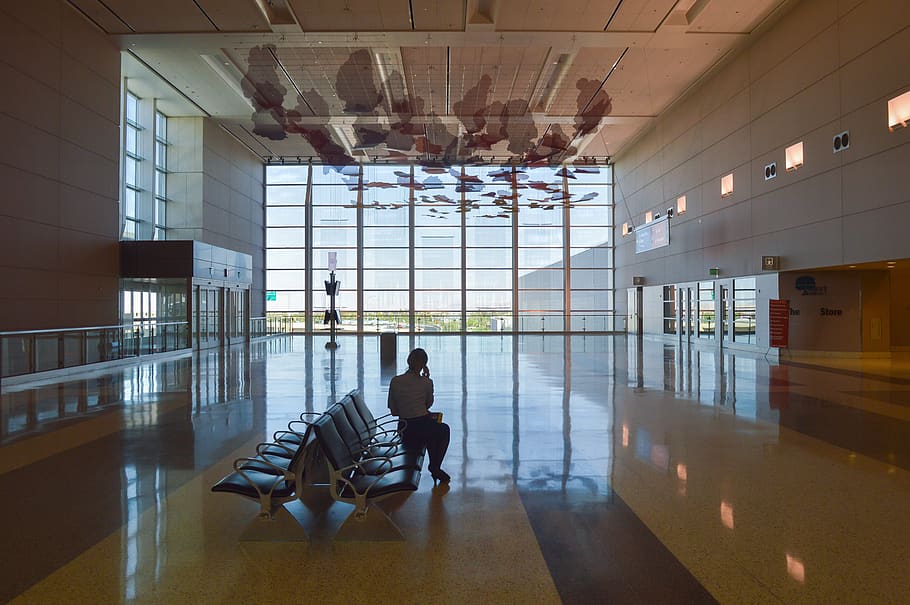 Airport, Hall, Wait, Window, Large, Art, Reflecting, - Interior Design - HD Wallpaper 