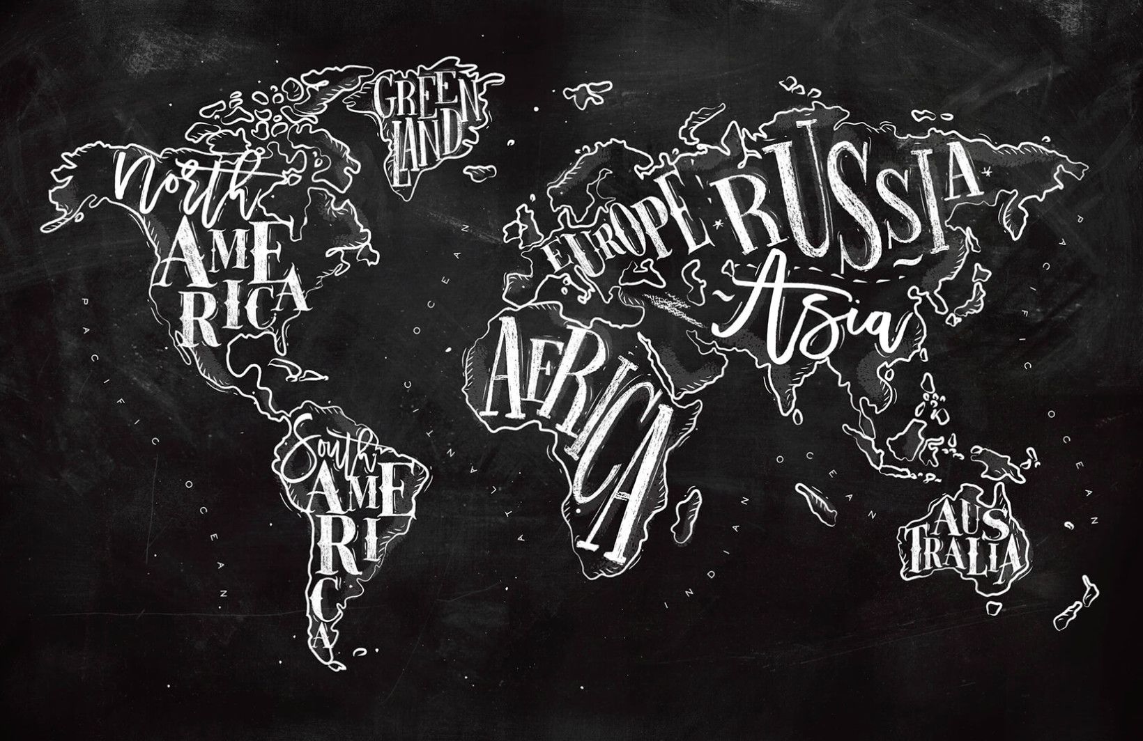 World Map On Chalkboard - HD Wallpaper 