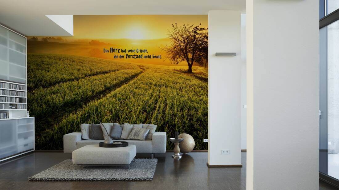 Livingwalls Photo Wallpaper Das Herz Hat - Railroad Crossing Sign Living Room - HD Wallpaper 